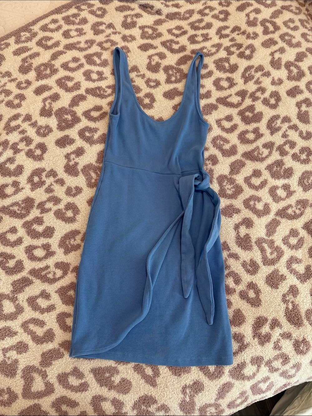 Zara Dusty Blue Sleeveless Wrap-Front Mini Dress